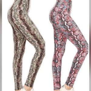Green Snake Print Leggings Plus Size OS